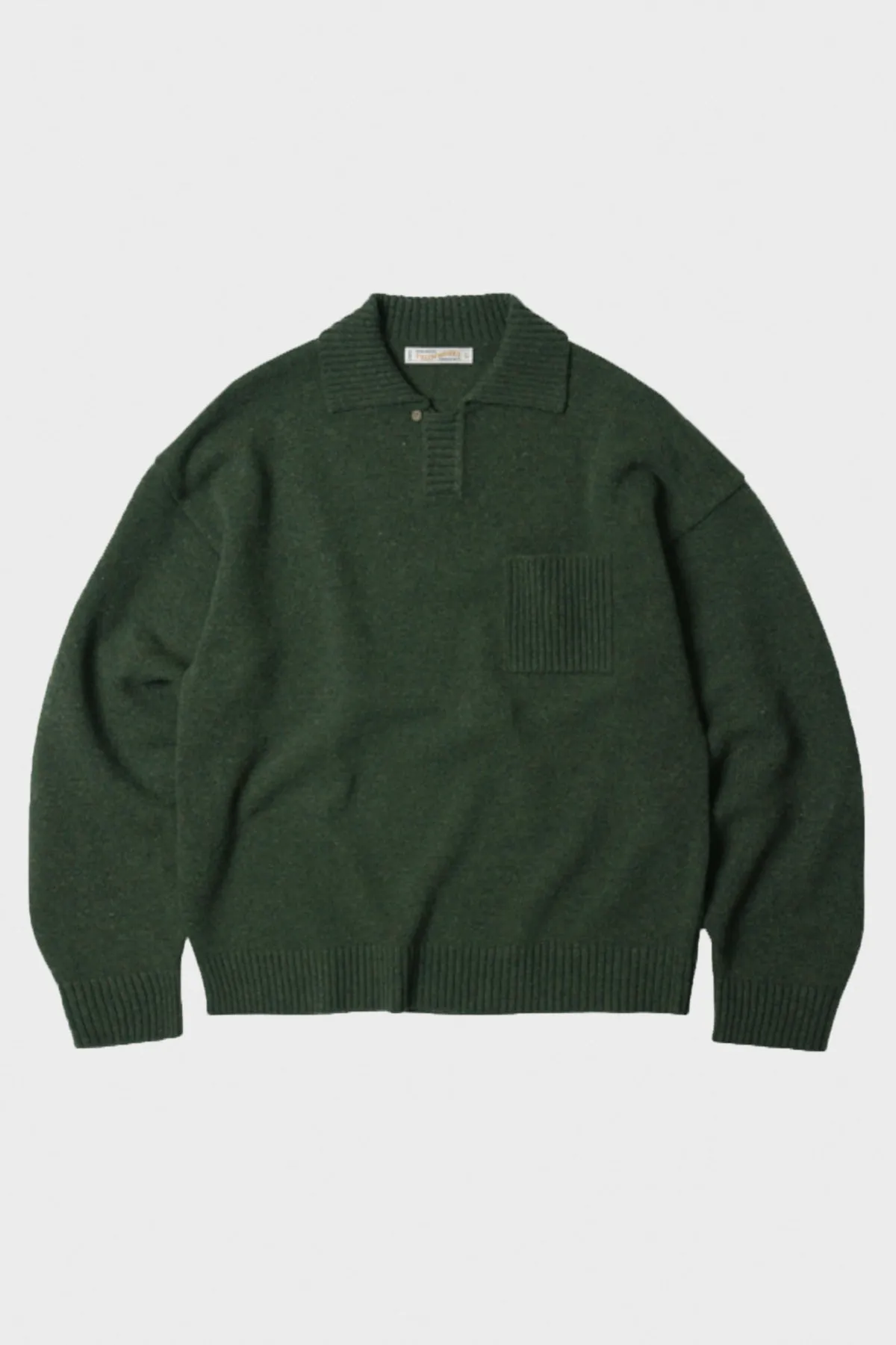 Wool Collar Knit Pullover - Forest Green